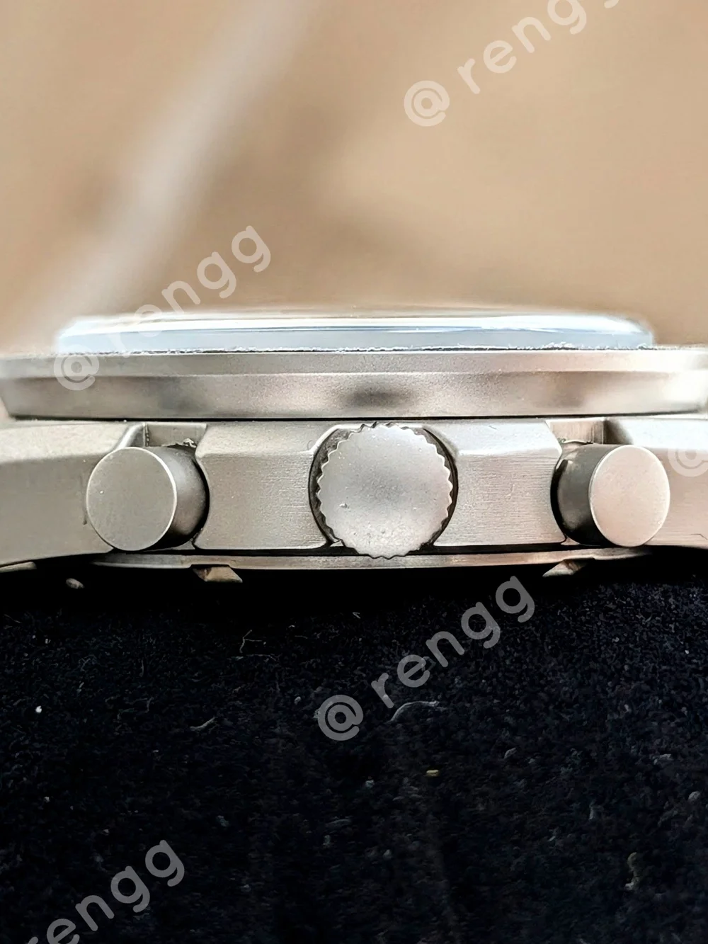40mm Titanium Case Seiko Men's Beige Chronograph Panda Mod Watch